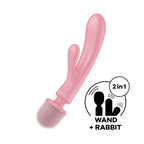 Satisfyer Triple Lover - Pink USB Rechargeable Rabbit Vibrator and Massage Wand