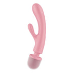 Satisfyer Triple Lover - Pink USB Rechargeable Rabbit Vibrator and Massage Wand