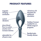 Satisfyer Bullseye - Navy - Navy Vibrating Adjustable Lasso Cock Ring - Hush Store Sydney 