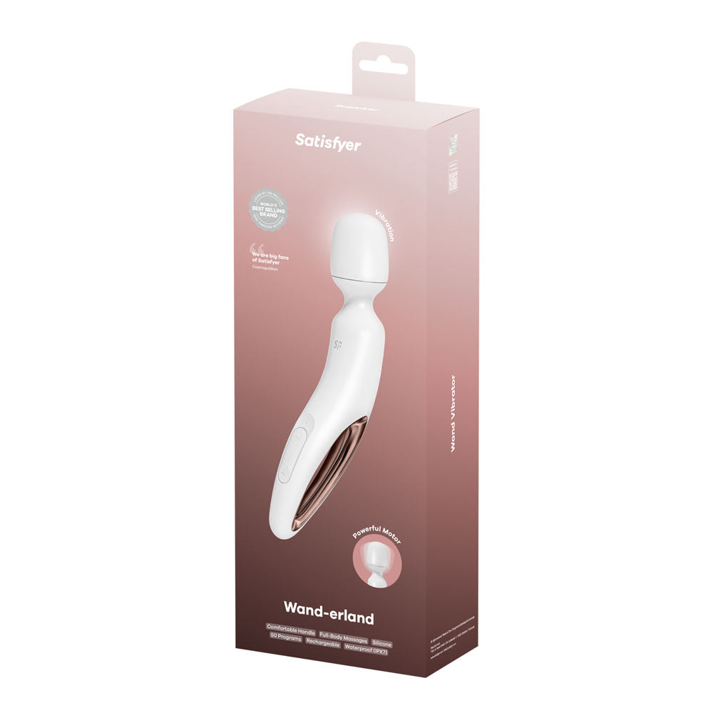 Satisfyer Wand-erland - White - White/Rose Gold USB Rechargeable Massage Wand