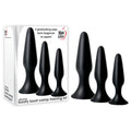 Adam & Eve Silicone Booty Boot Camp Training Kit - Black Butt Plugs - Set of 3 Sizes - Hush Store Sydney 