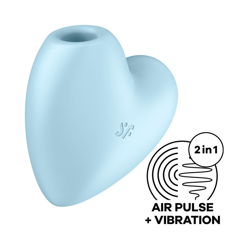 Satisfyer Cutie Heart - Blue - Blue USB Rechargeable Air Pulsation Stimulator with Vibration - Hush Store Sydney 