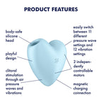 Satisfyer Cutie Heart - Blue - Blue USB Rechargeable Air Pulsation Stimulator with Vibration - Hush Store Sydney 