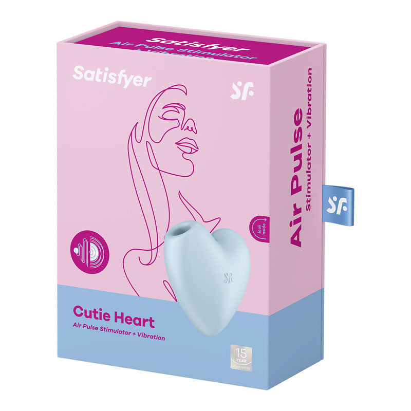 Satisfyer Cutie Heart - Blue - Blue USB Rechargeable Air Pulsation Stimulator with Vibration - Hush Store Sydney 
