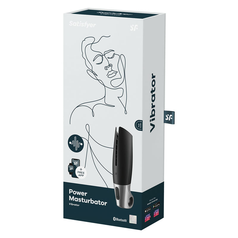 Satisfyer Power Masturbator - Black USB Rechargeable Vibrating Masturbator with App Control - Hush Store Sydney 