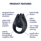Satisfyer Perfect Pair 1 - Black USB-C Rechargeable Vibrating Couples Ring