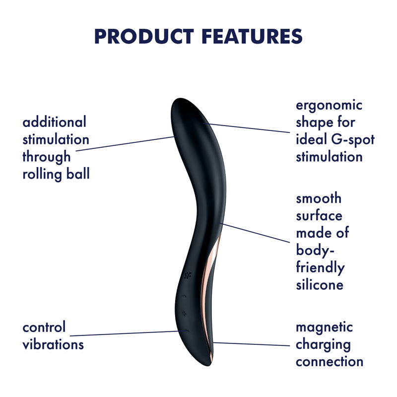 Satisfyer Rrrolling Explosion - Black USB Rechargeable Vibrator - Hush Store Sydney 