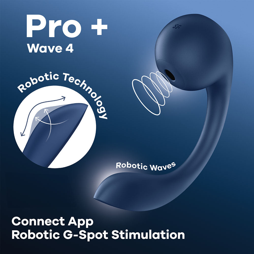 Satisfyer Pro+ Wave 4 - Blue USB Rechargeable Vibrator with Air Pulse Stimulation and App Control - Hush Store Sydney 