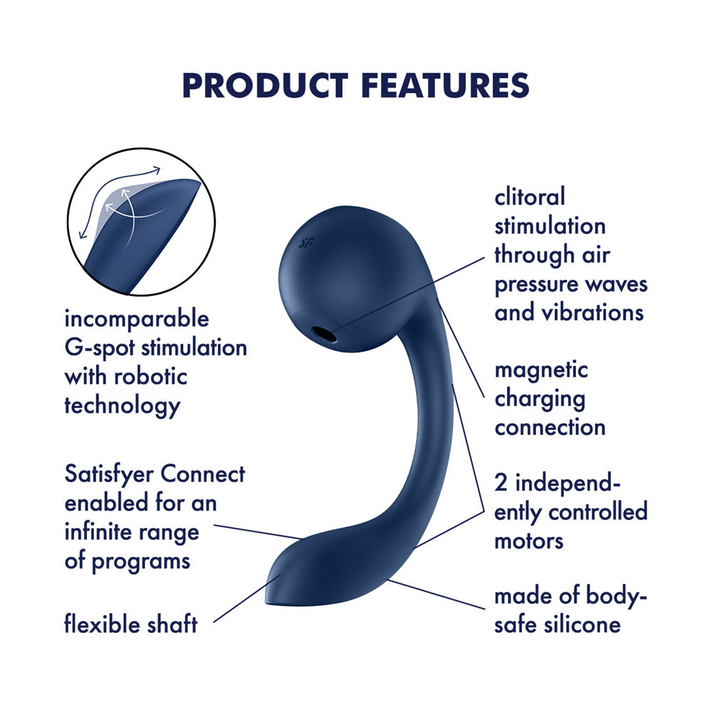 Satisfyer Pro+ Wave 4 - Blue USB Rechargeable Vibrator with Air Pulse Stimulation and App Control - Hush Store Sydney 