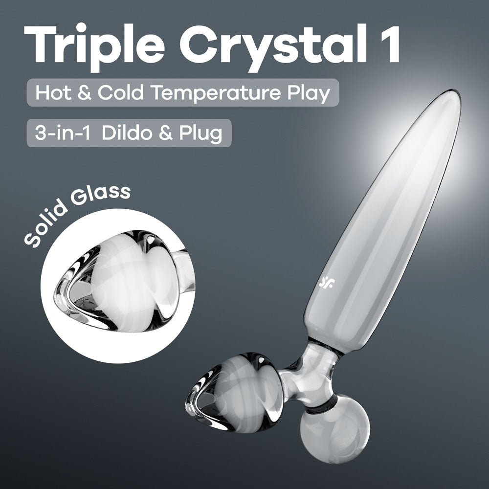 Satisfyer Triple Crystal 1 - Clear - Clear Glass 3-in-1 Butt Plug - Hush Store Sydney 