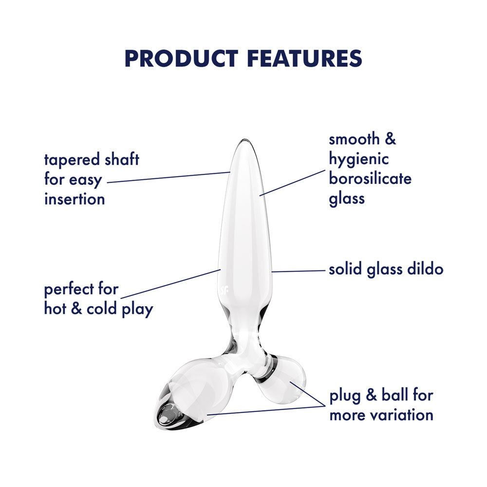 Satisfyer Triple Crystal 2 - Clear - Clear Glass 3-in-1 Butt Plug - Hush Store Sydney 