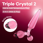 Satisfyer Triple Crystal 2 - Pink - Pink Glass 3-in-1 Butt Plug - Hush Store Sydney 