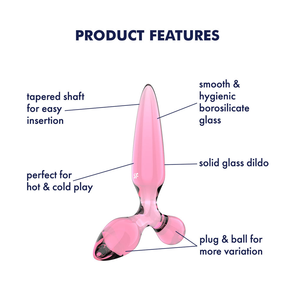 Satisfyer Triple Crystal 2 - Pink - Pink Glass 3-in-1 Butt Plug - Hush Store Sydney 