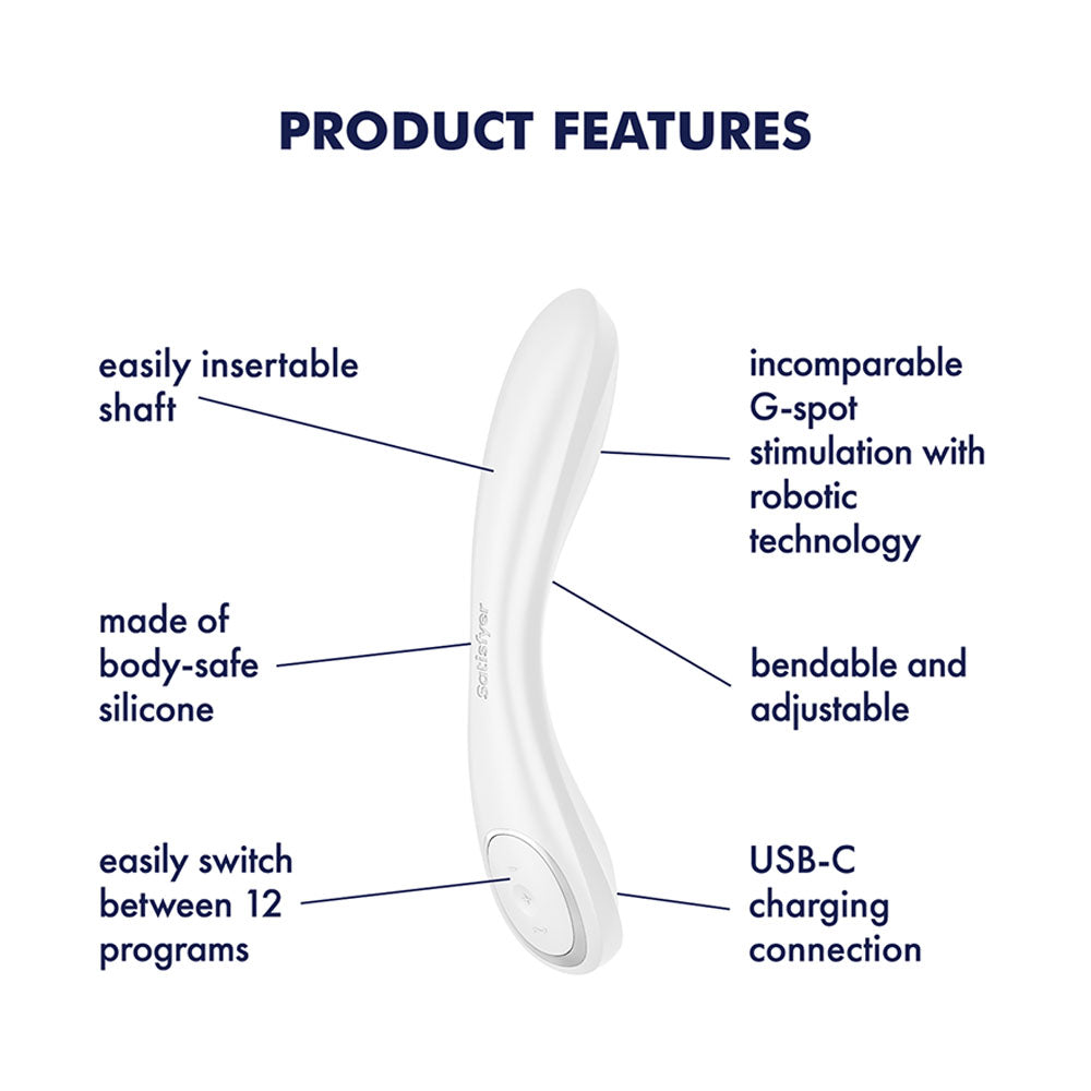 Satisfyer G-Spot Wave 2 - White - White 23.6 cm USB Rechargeable Flicking Tip Vibrator