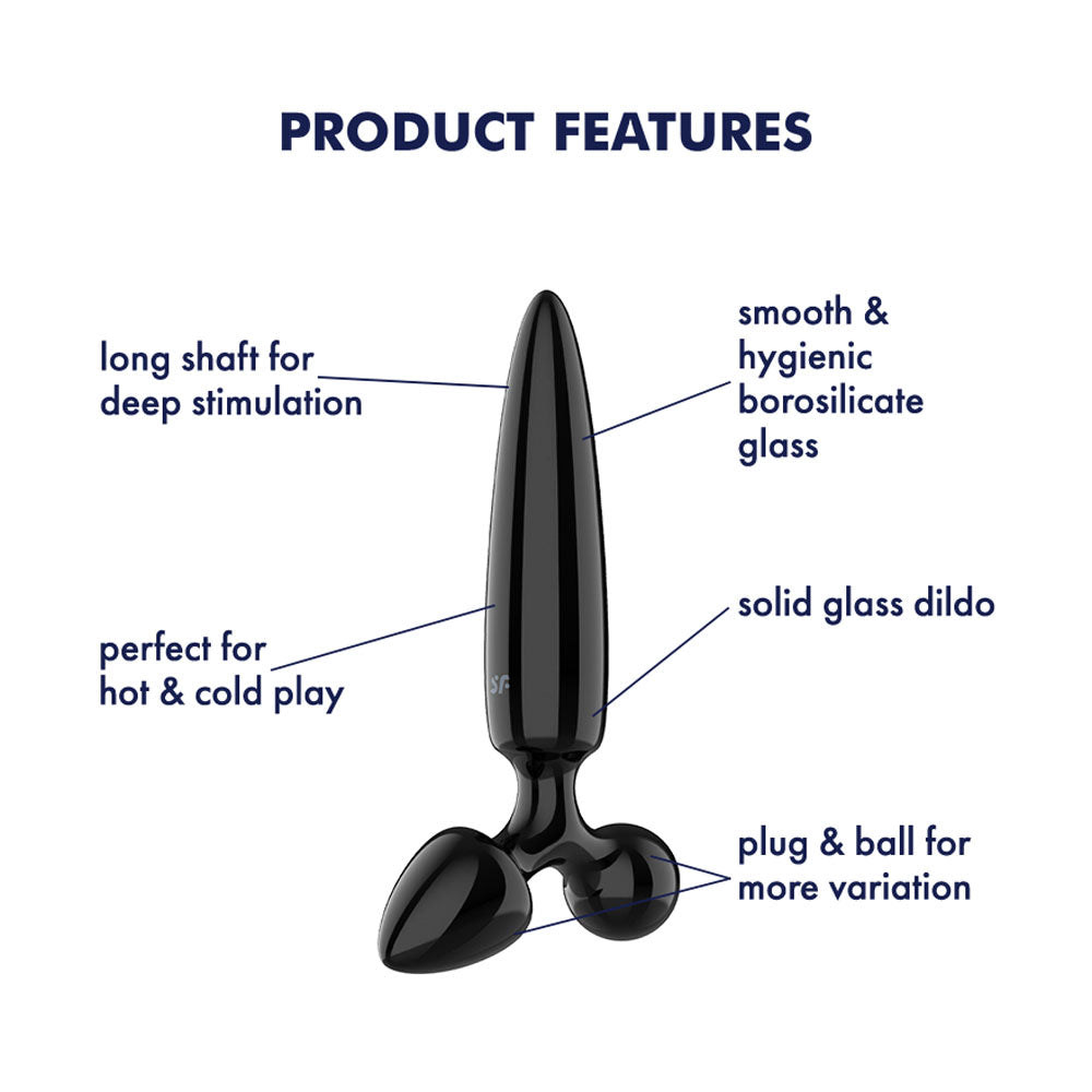 Satisfyer Triple Crystal 1 - Black - Black Glass 3-in-1 Butt Plug - Hush Store Sydney 