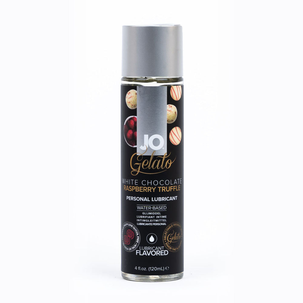 JO Gelato White Chocolate Raspberry Lube - 120 mL - White Chocolate Raspberry Flavoured Water Based Lubricant - 120 ml Bottle - Hush Store Sydney 