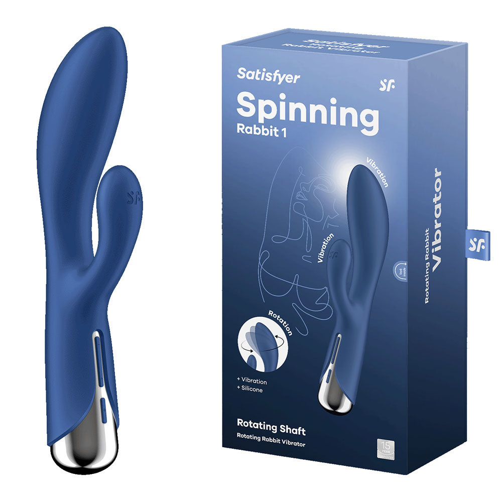 Satisfyer Spinning Rabbit 1 - Blue - Blue 20 cm USB Rechargeable Rotating Rabbit Vibrator - Hush Store Sydney 