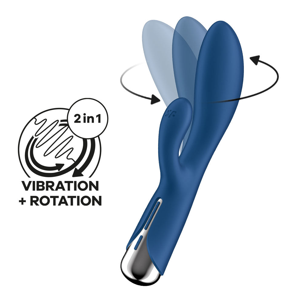 Satisfyer Spinning Rabbit 1 - Blue - Blue 20 cm USB Rechargeable Rotating Rabbit Vibrator - Hush Store Sydney 