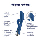 Satisfyer Spinning Rabbit 1 - Blue - Blue 20 cm USB Rechargeable Rotating Rabbit Vibrator - Hush Store Sydney 