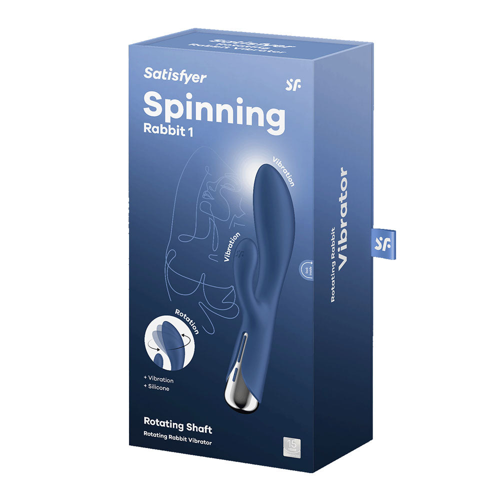 Satisfyer Spinning Rabbit 1 - Blue - Blue 20 cm USB Rechargeable Rotating Rabbit Vibrator - Hush Store Sydney 