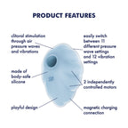 Satisfyer Cloud Dancer - Blue - Blue USB Rechargeable Vibrating Air Pulse Stimulator