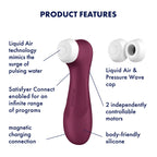 Satisfyer Pro 2 Generation 3 with App Control - Wine Red - Wine Red Touch-Free USB-Rechargeable Clitoral Stimulator - Hush Store Sydney 