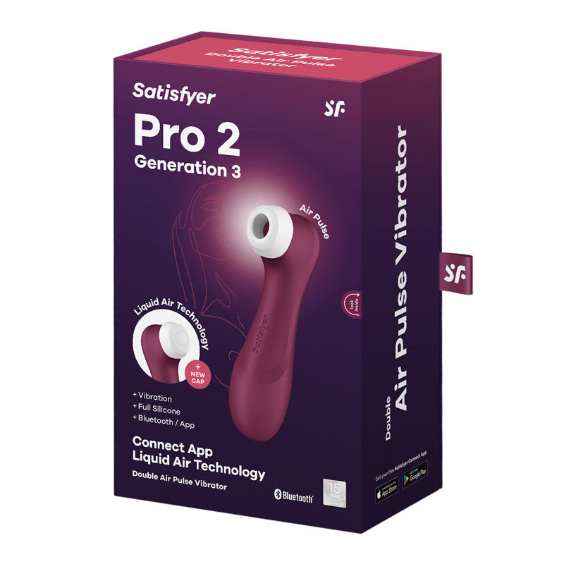 Satisfyer Pro 2 Generation 3 with App Control - Wine Red - Wine Red Touch-Free USB-Rechargeable Clitoral Stimulator - Hush Store Sydney 