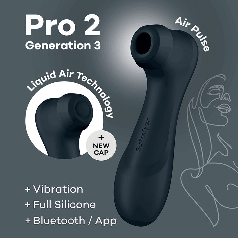 Satisfyer Pro 2 Generation 3 with App Control - Dark Grey - Dark Grey Touch-Free USB-Rechargeable Clitoral Stimulator - Hush Store Sydney 