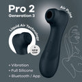 Satisfyer Pro 2 Generation 3 with App Control - Dark Grey - Dark Grey Touch-Free USB-Rechargeable Clitoral Stimulator - Hush Store Sydney 