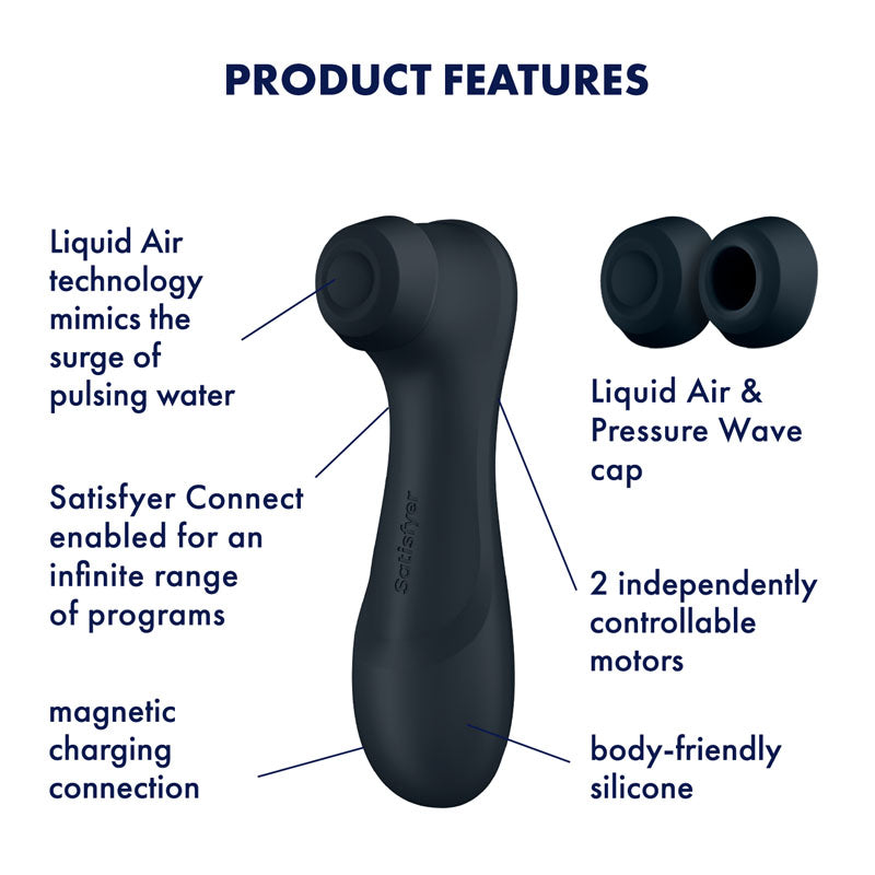 Satisfyer Pro 2 Generation 3 with App Control - Dark Grey - Dark Grey Touch-Free USB-Rechargeable Clitoral Stimulator - Hush Store Sydney 