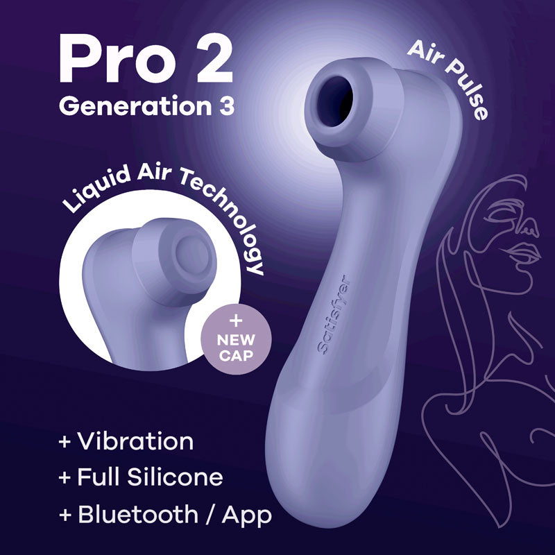 Satisfyer Pro 2 Generation 3 with App Control - Lilac - Lilac Touch-Free USB-Rechargeable Clitoral Stimulator - Hush Store Sydney 