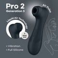 Satisfyer Pro 2 Generation 3 - Dark Grey - Dark Grey Touch-Free USB-Rechargeable Clitoral Stimulator - Hush Store Sydney 