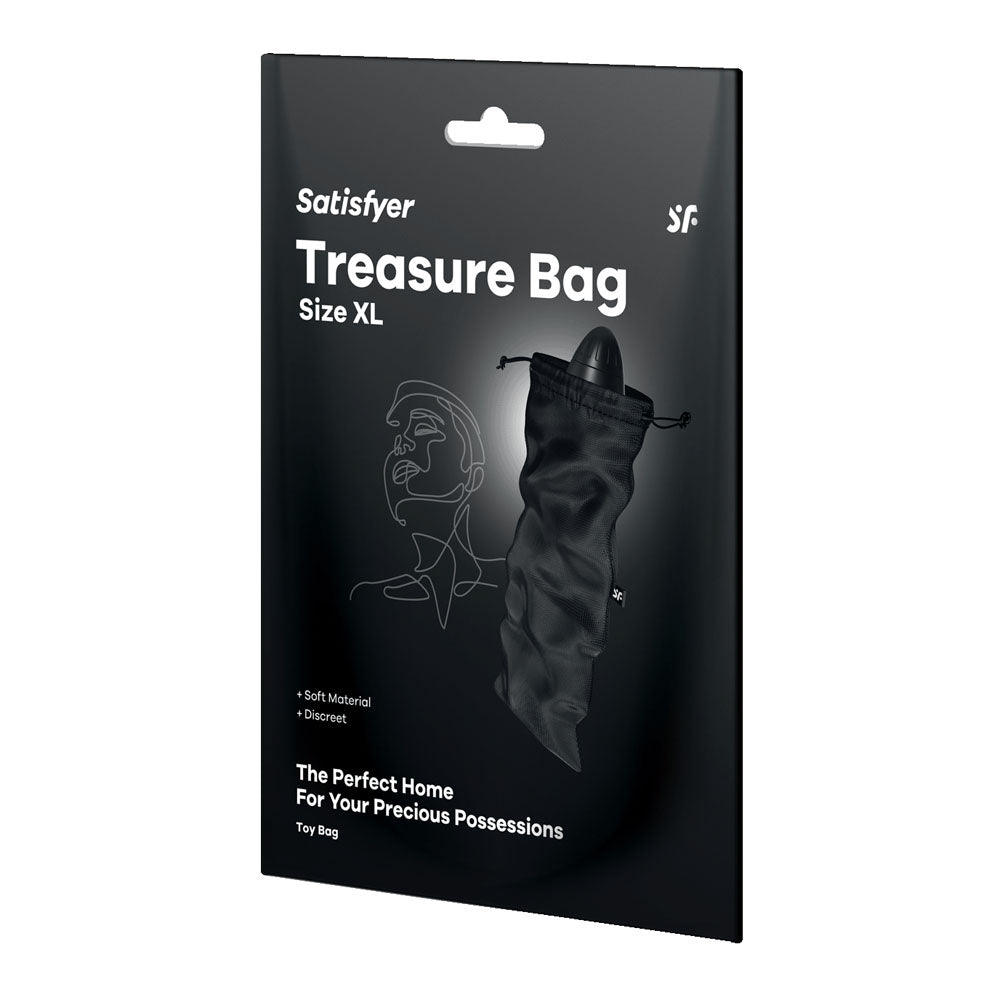 Satisfyer Treasure Bag XLarge - Black - Black XL Toy Storage Bag - Hush Store Sydney 