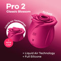 Satisfyer Pro 2 Classic Blossom - Red USB Rechargeable Air Pulse Rose Stimulator - Hush Store Sydney 