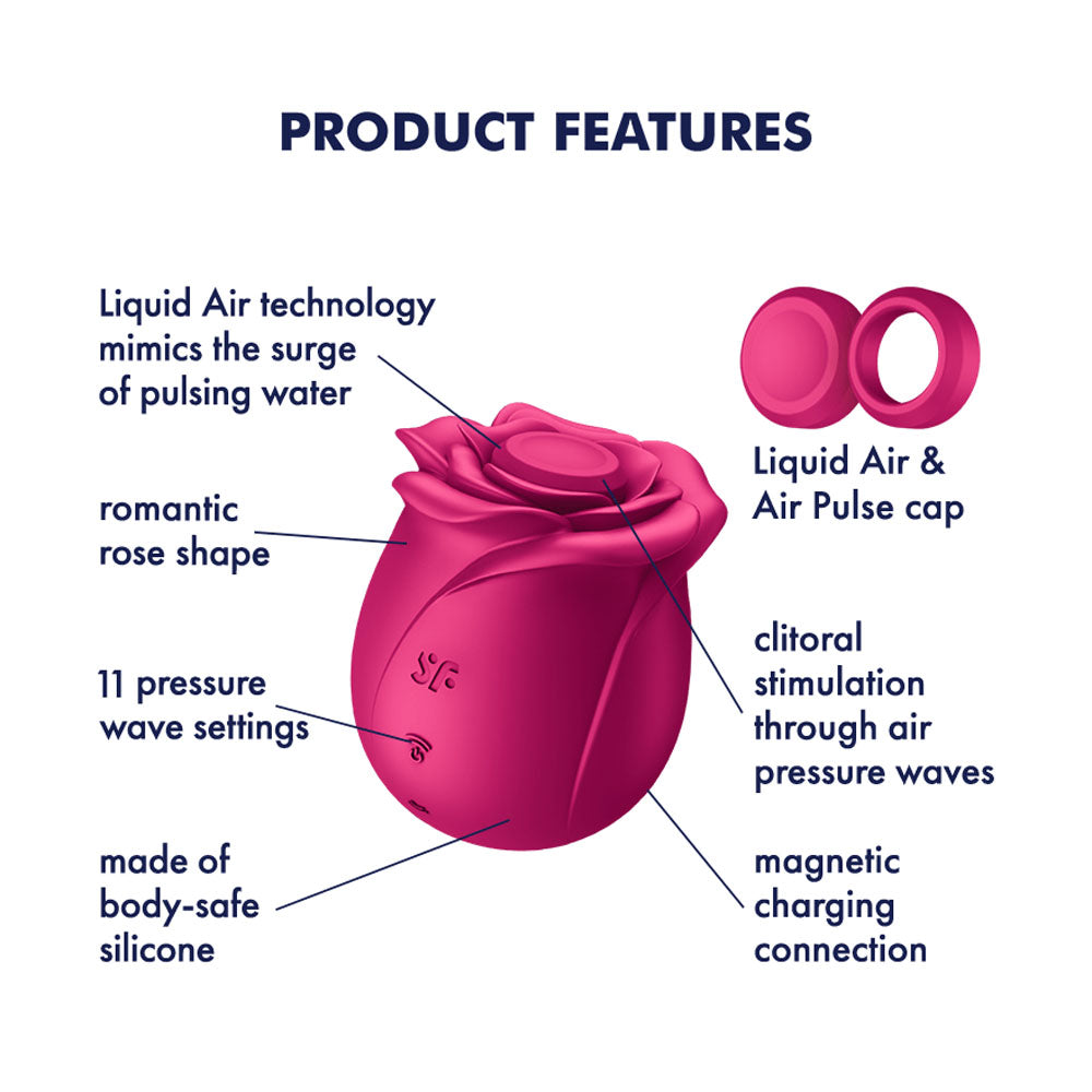 Satisfyer Pro 2 Classic Blossom - Red USB Rechargeable Air Pulse Rose Stimulator - Hush Store Sydney 