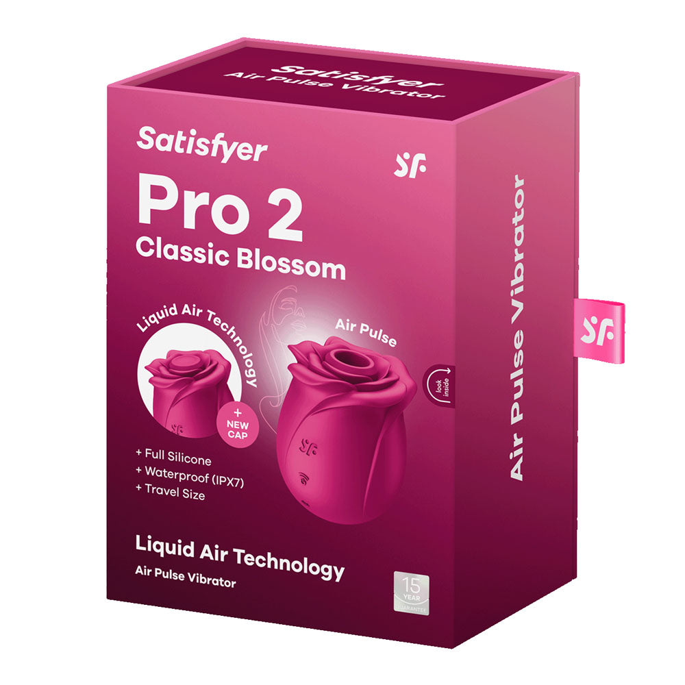 Satisfyer Pro 2 Classic Blossom - Red USB Rechargeable Air Pulse Rose Stimulator - Hush Store Sydney 