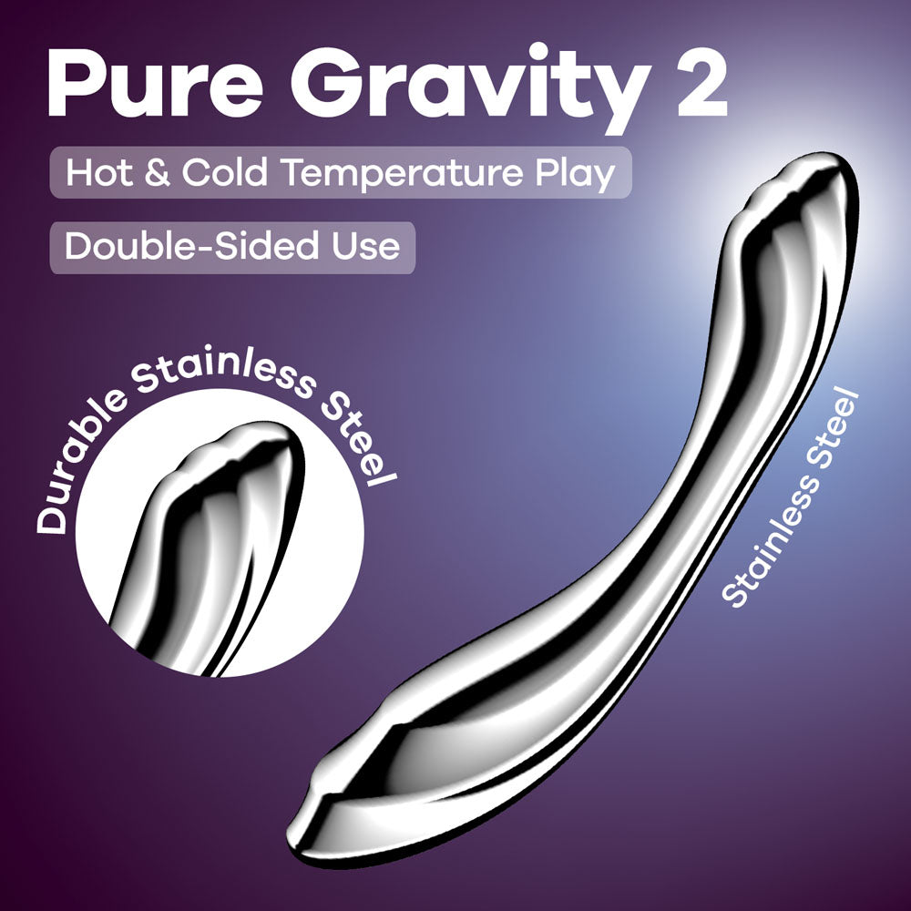 Satisfyer Pure Gravity 2 - Chrome Steel 21 cm Dildo