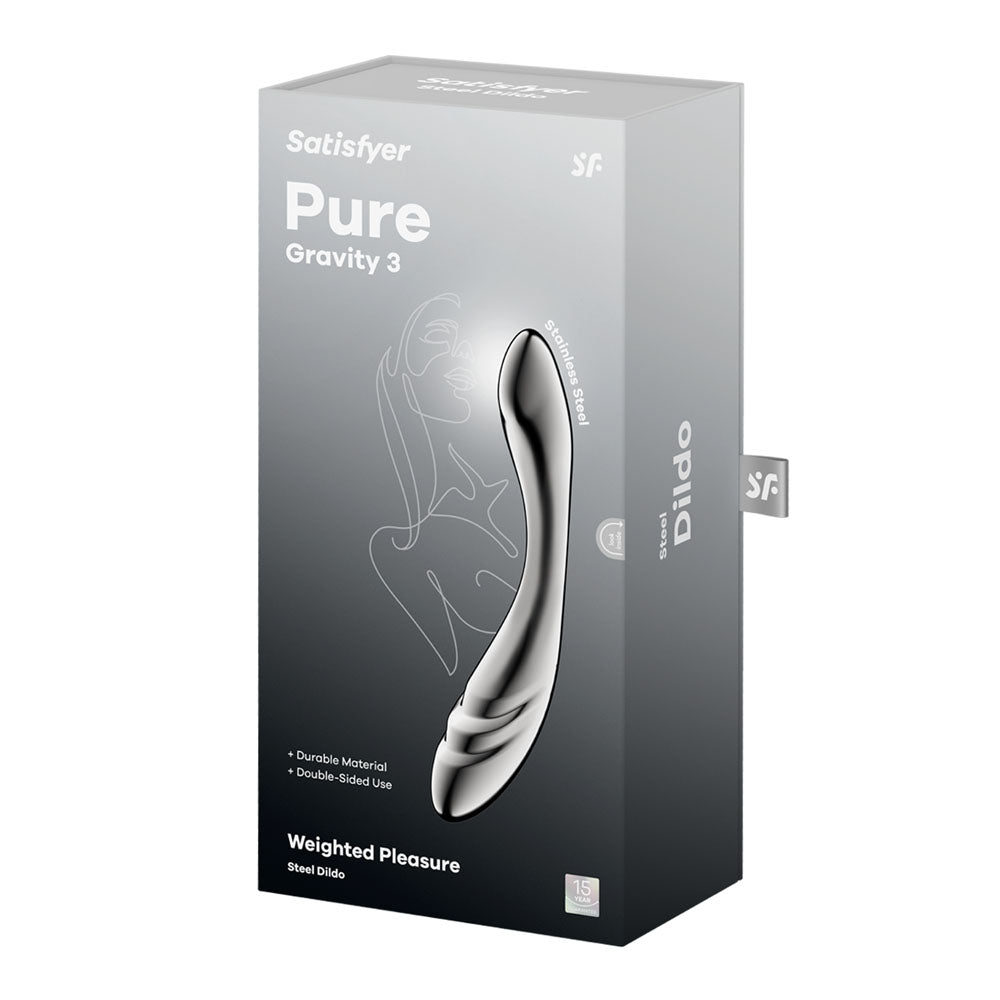 Satisfyer Pure Gravity 3 - Chrome Steel 21 cm Dildo