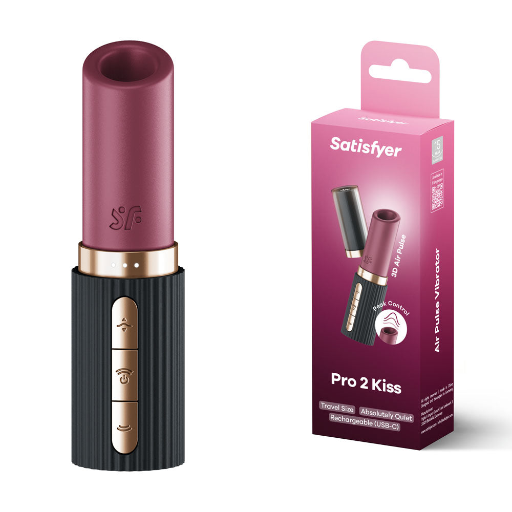 Satisfyer Pro 2 Kiss - Red/Black USB Rechargeable Air Pulse Stimulator - Hush Store Sydney 