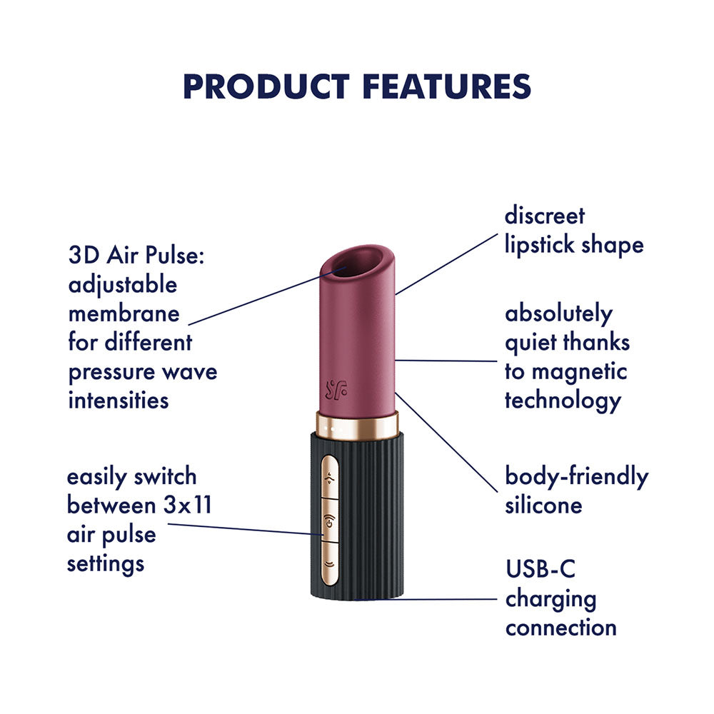 Satisfyer Pro 2 Kiss - Red/Black USB Rechargeable Air Pulse Stimulator - Hush Store Sydney 
