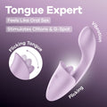 Satisfyer Tongue Expert - Violet 18 cm USB Rechargeable Vibrator with Flicking Clit Stimulator - Hush Store Sydney 
