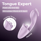 Satisfyer Tongue Expert - Violet 18 cm USB Rechargeable Vibrator with Flicking Clit Stimulator - Hush Store Sydney 
