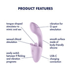 Satisfyer Tongue Expert - Violet 18 cm USB Rechargeable Vibrator with Flicking Clit Stimulator - Hush Store Sydney 