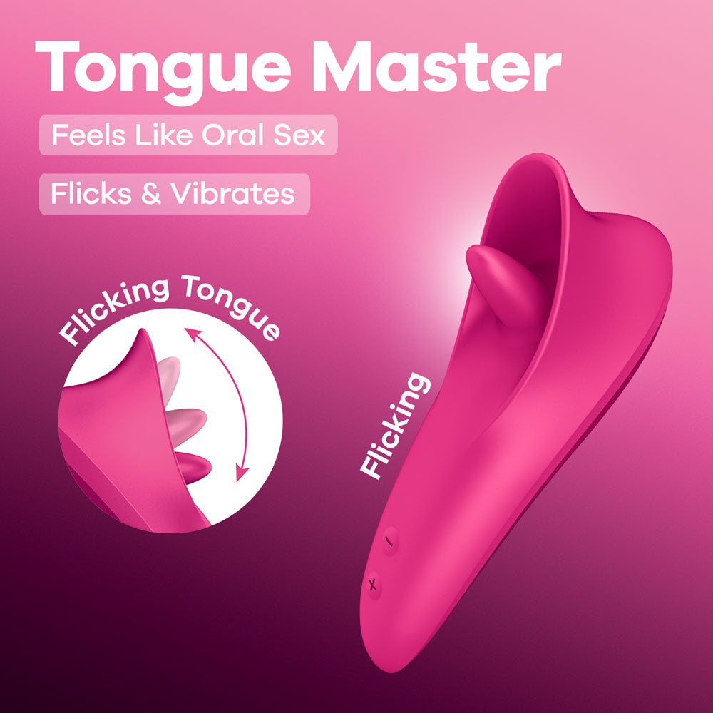 Satisfyer Tongue Master - Pink 14.4 cm USB Rechargeable Flicking Clitoral Stimulator - Hush Store Sydney 