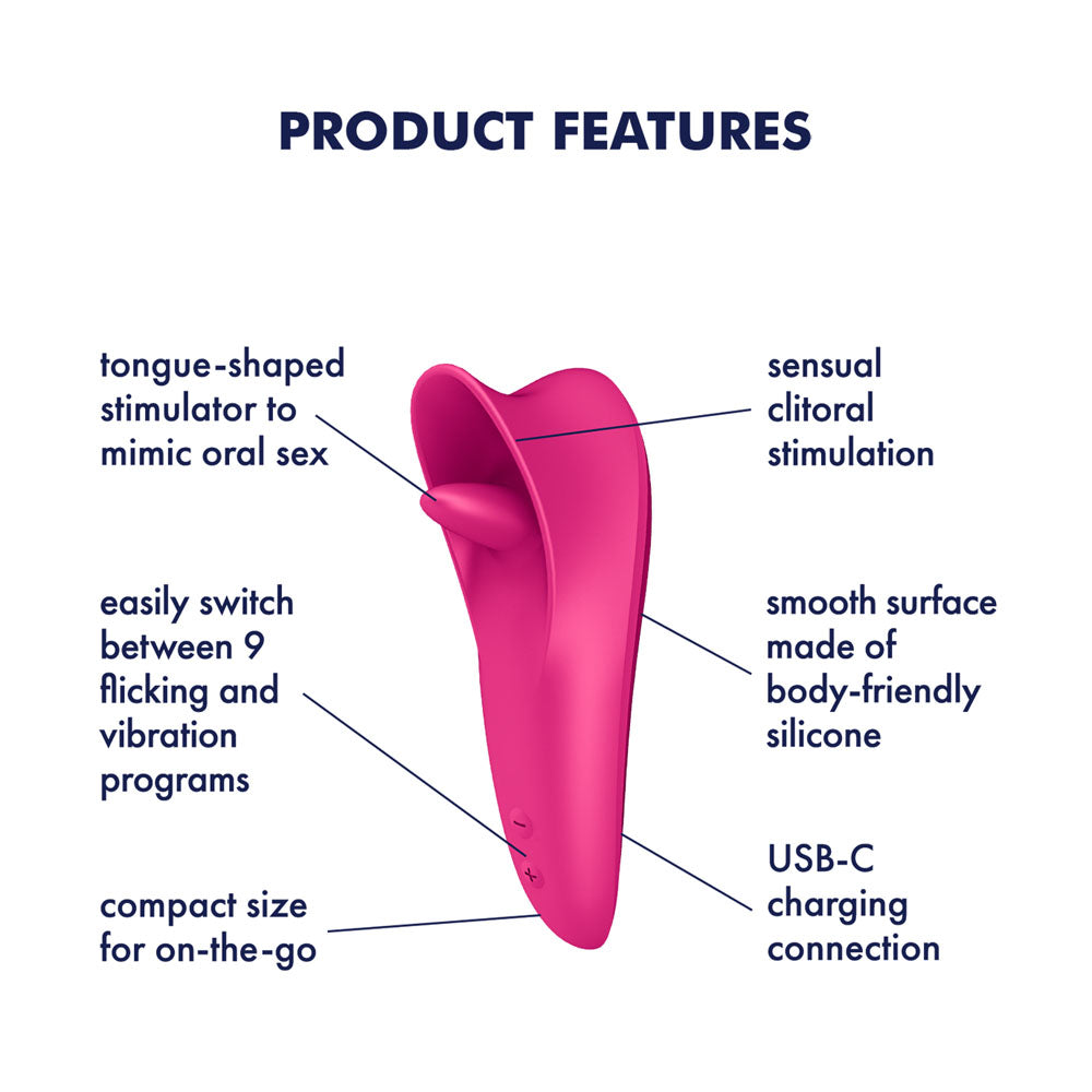 Satisfyer Tongue Master - Pink 14.4 cm USB Rechargeable Flicking Clitoral Stimulator - Hush Store Sydney 