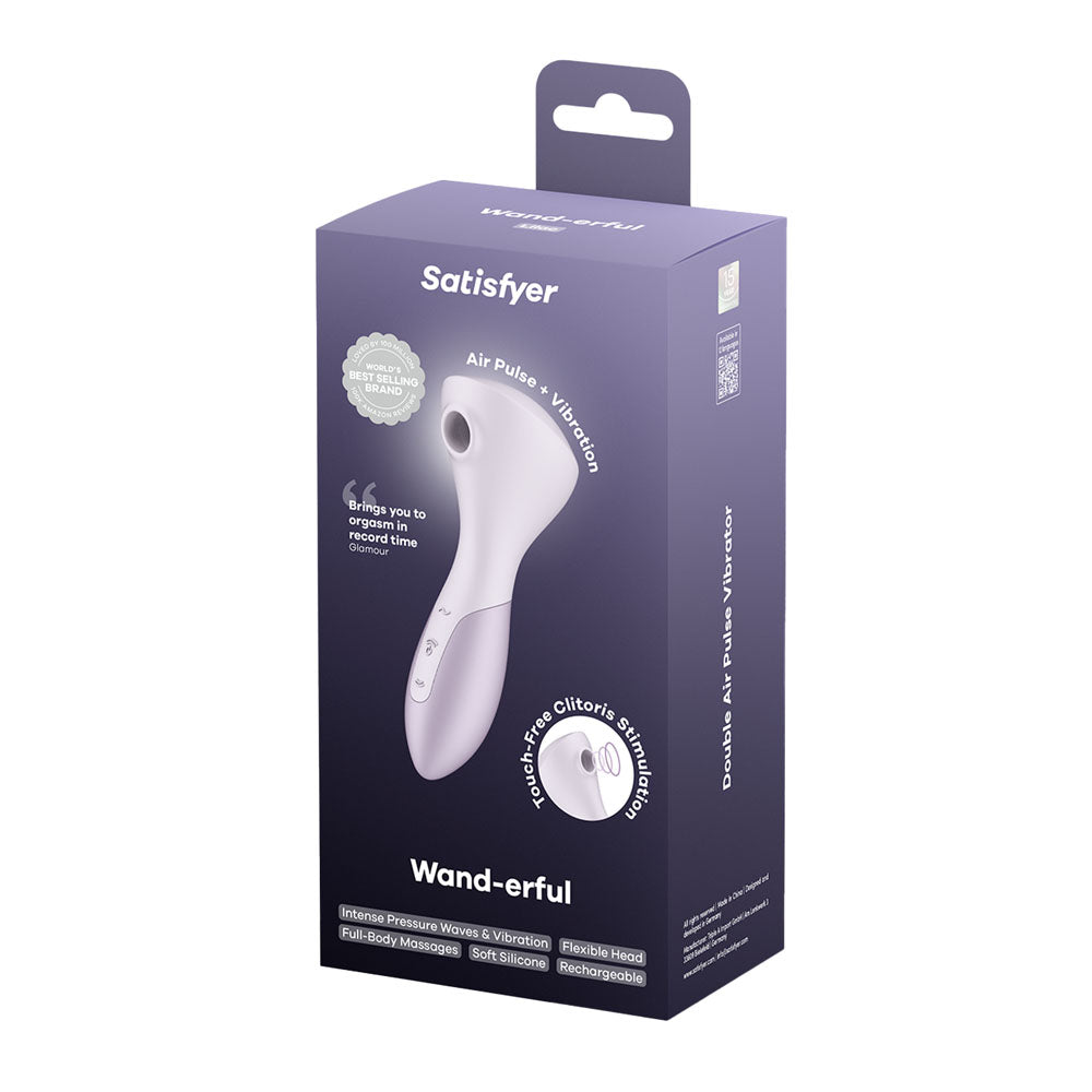 Satisfyer Wand-erful - Violet 15.8 cm USB Rechargeable Air Pulse Massage Wand - Hush Store Sydney 
