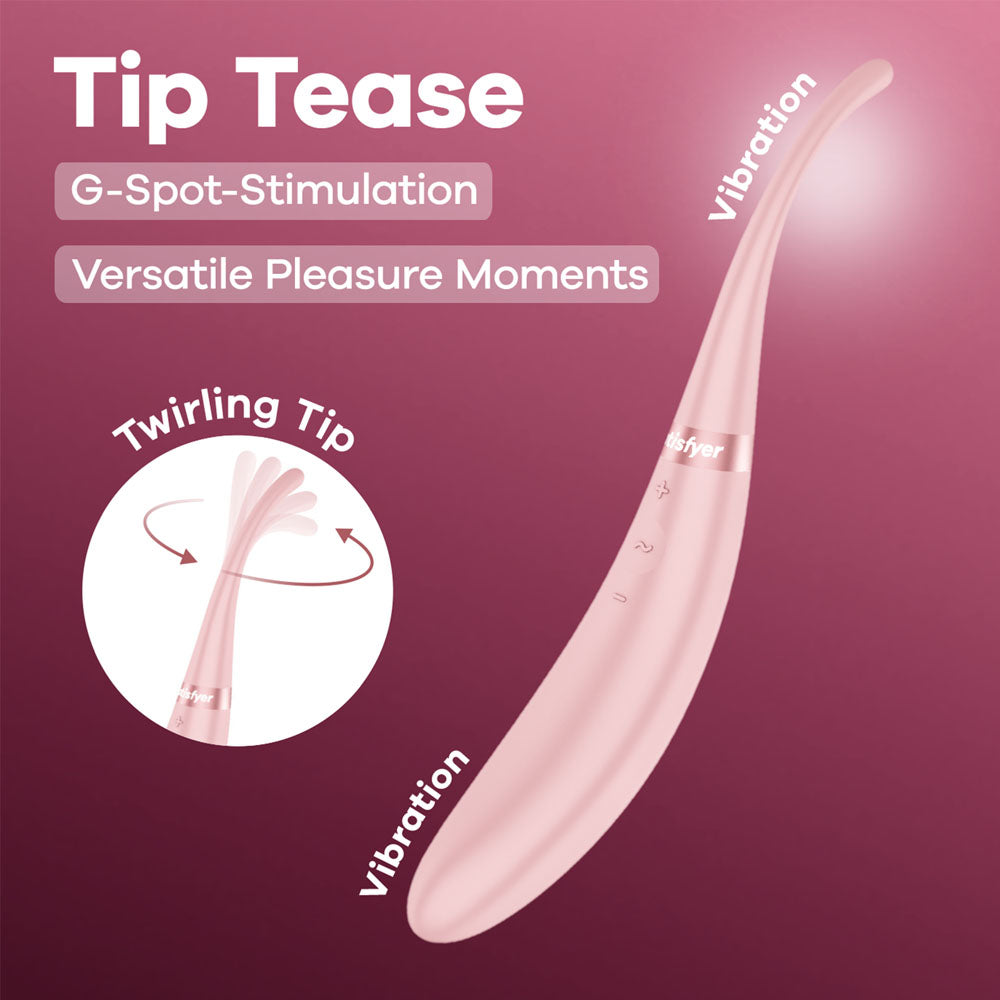 Satisfyer Tip Tease - Rose - Rose USB Rechargeable Vibrator with Twirling Tip - Hush Store Sydney 