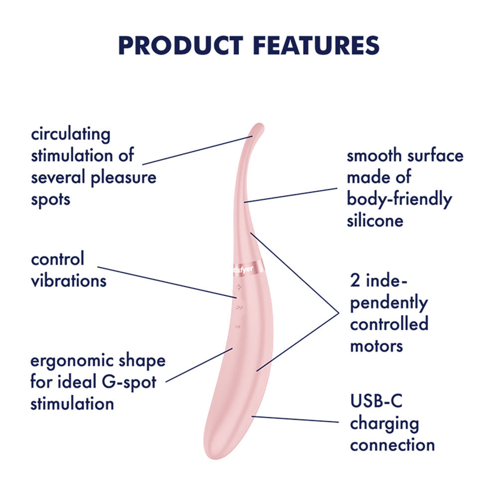 Satisfyer Tip Tease - Rose - Rose USB Rechargeable Vibrator with Twirling Tip - Hush Store Sydney 