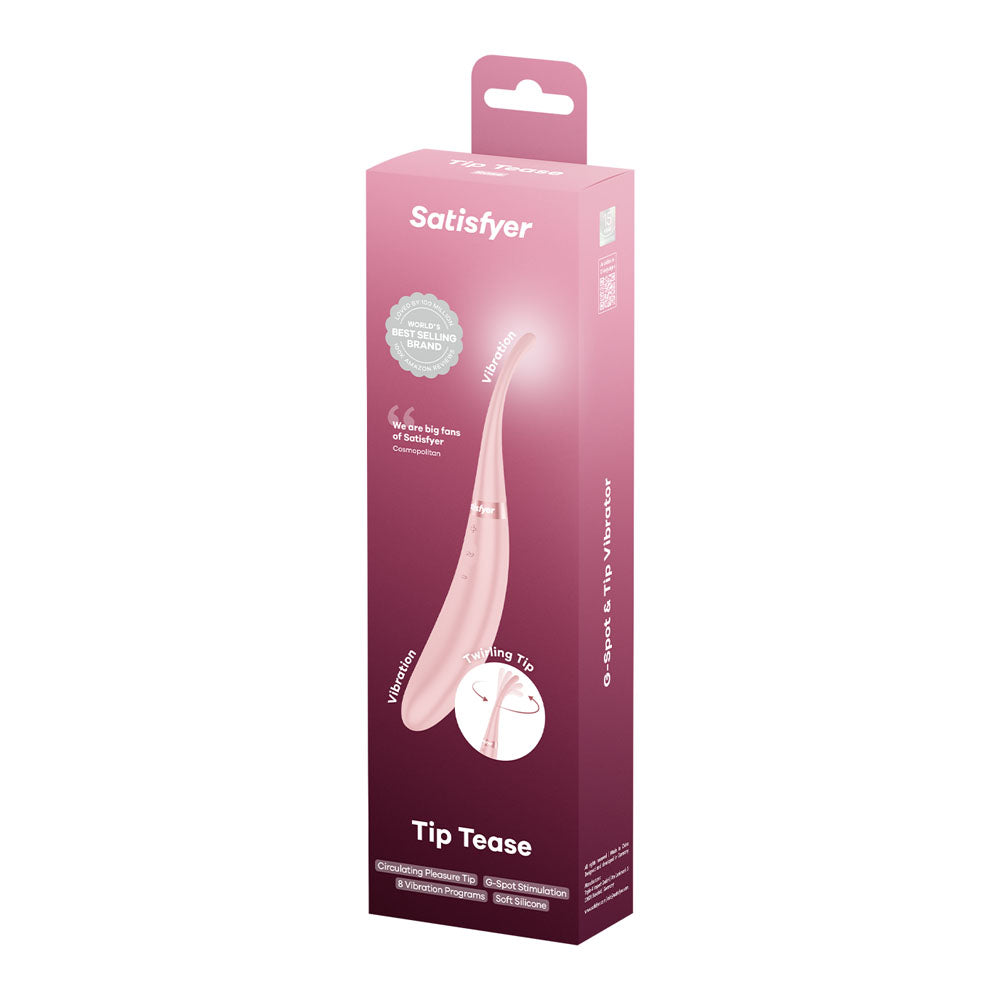 Satisfyer Tip Tease - Rose - Rose USB Rechargeable Vibrator with Twirling Tip - Hush Store Sydney 