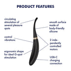 Satisfyer Tip Tease - Black - Black USB Rechargeable Vibrator with Twirling Tip - Hush Store Sydney 